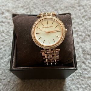 Michael Kors pearl diamante gold watch